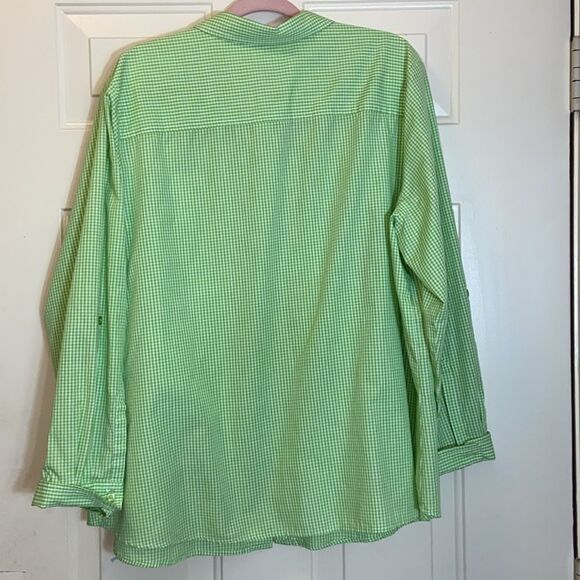 Laura Scott Green Checkered Women’s Shirt Blouse Size Approximately  3X No Tag - Picture 3 of 9